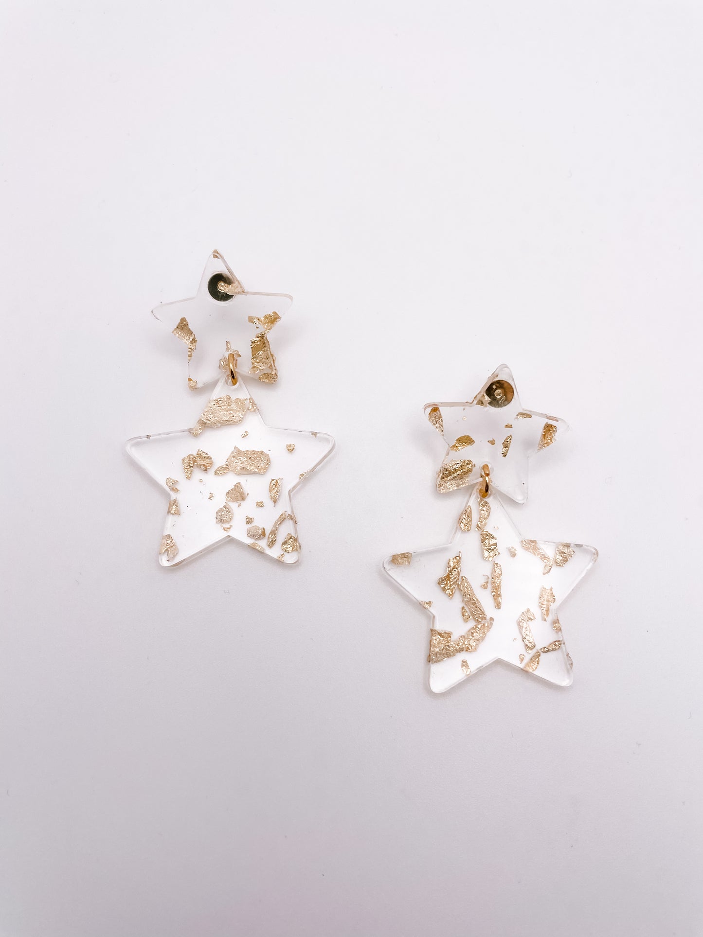 Gold flake star dangle earrings